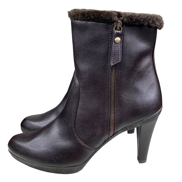 Stuart Weitzman Women’s Brown Side Zip Fur Trimmed Ankle Boot Size US 10 - Picture 5 of 15